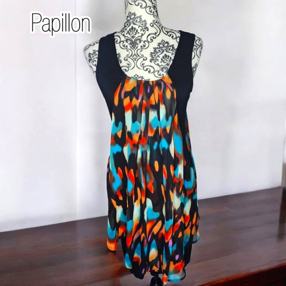 PAPILLON Jersey Bodycon With Sheer Overlay - Small